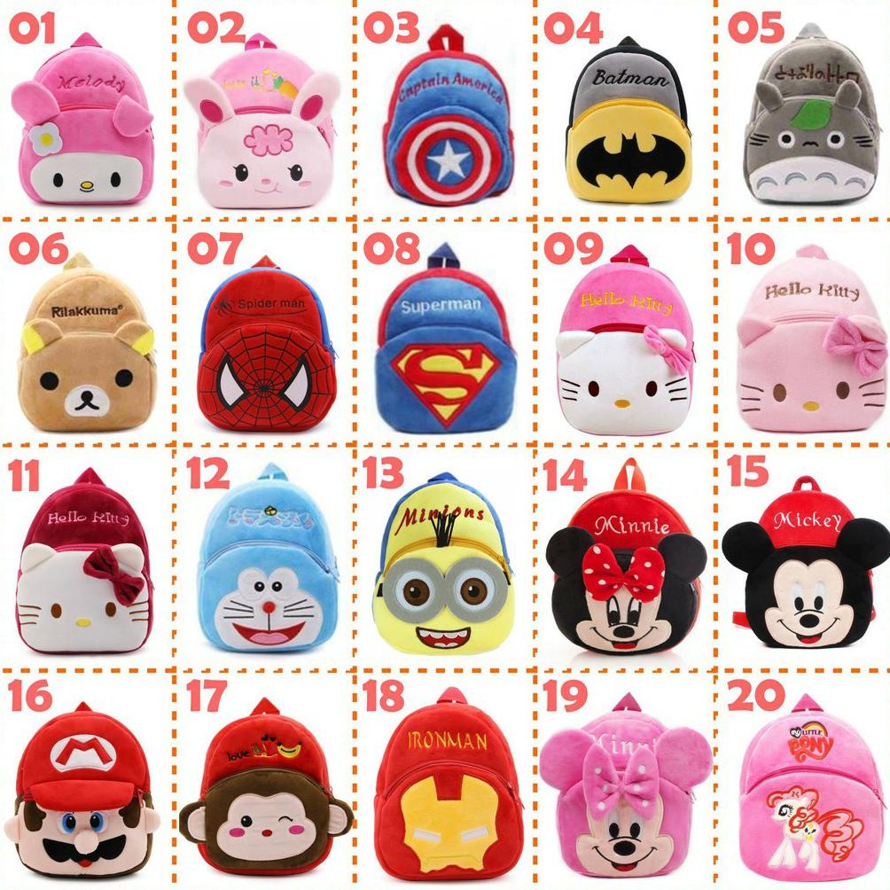 Ariko Shop Tas Ransel Punggung Backpack Anak Balita Tk Laki-Laki Perempuan Aneka Motif Karakter Lucu
