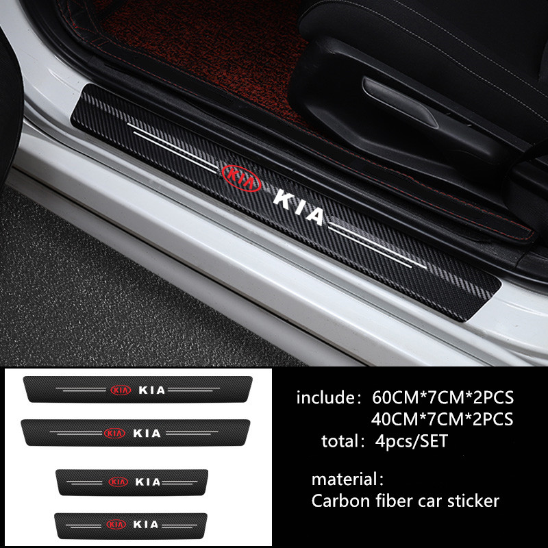 4pcs Stiker Pelindung Pintu Mobil Bahan Carbon Fiber Untuk Kia