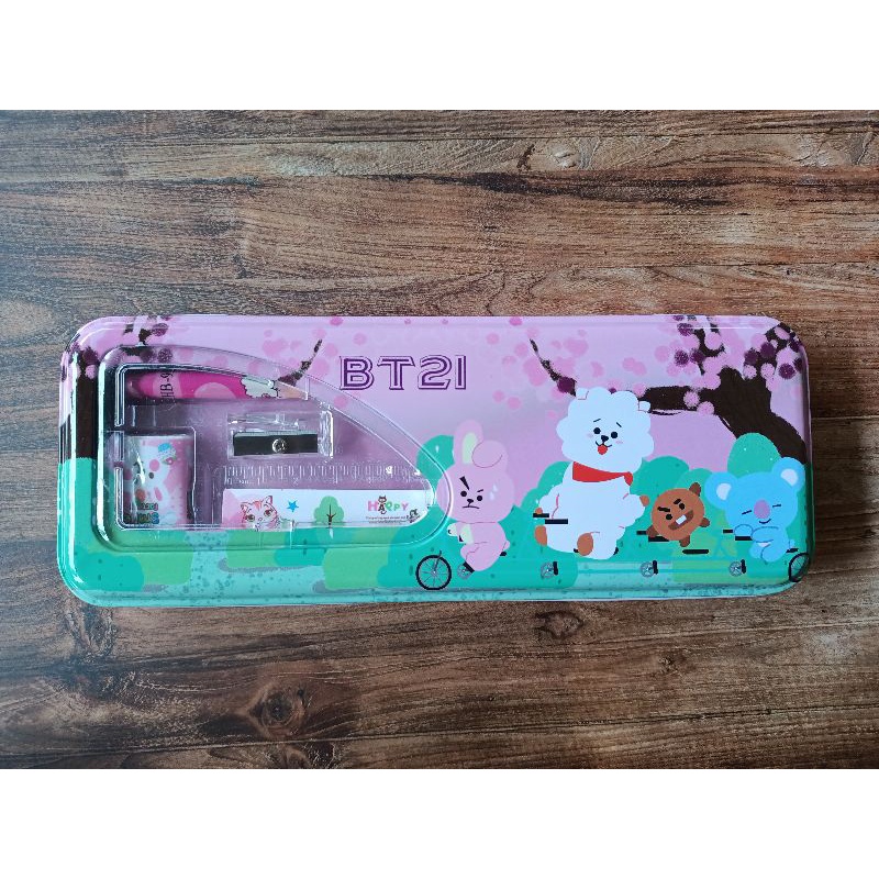 TEPAK set / TEMPAT PENSIL BT21/BTS, FREE ISINYA, LUCU-Pink