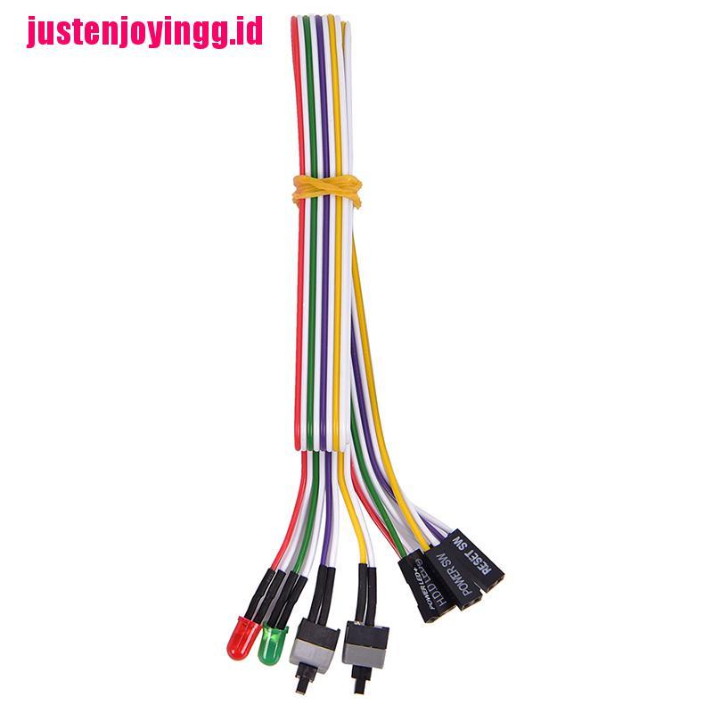 【justenjoyingg.id】ATX PC Compute Motherboard Power Cable 2 Switch On/Off/Reset w/ LED Light 68cm