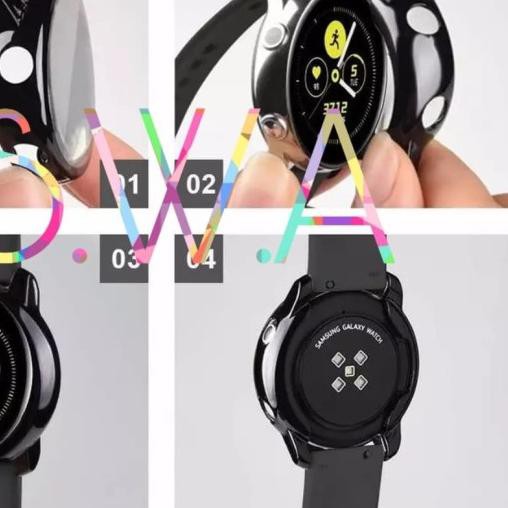 ➪ Samsung Galaxy Watch Active 2 40mm 2019 Case Cover Full Layar Karet - Hitam ۞