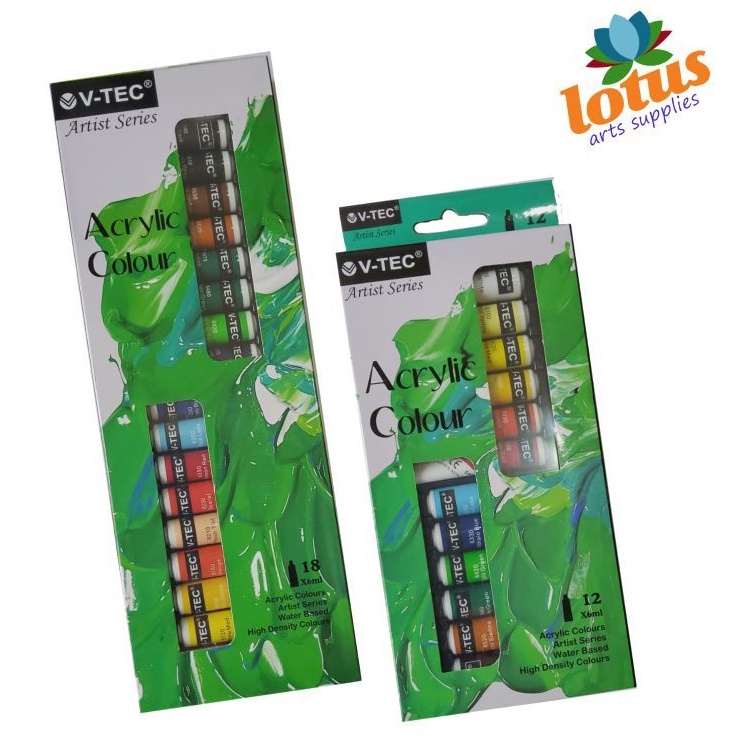 

V-TEC Acrylic Colour set 18 warna x 6ml tube JunDW