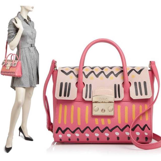 Furla Metropolis Satchel Small Printed Rose Magnolia tas bag ORIGINAL authentic selempang slingbag