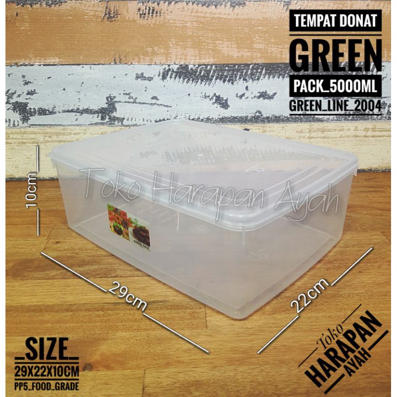 Food Box 5000ml Plastik / Kotak Makan 5L / Tempat Donat / Container / green pack 5000 mili greenline