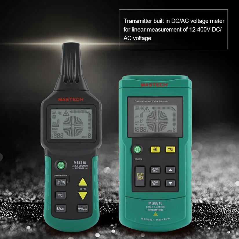 MS6818 12V-400V AC/DC Wire Cable Locator Metal Pipe Detector 