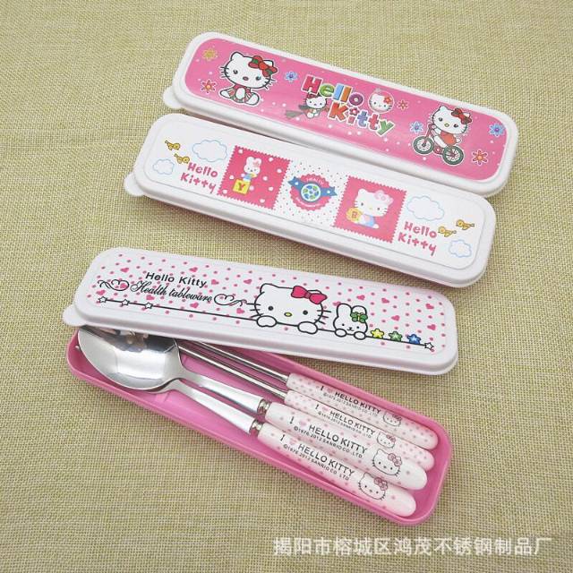 1 set Sendok Perlengkapan makan satu set cocok buat anak sekolah untuk Treveling