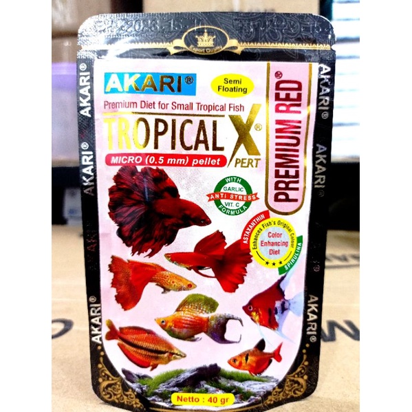 Makanan Ikan AKARI  PREMIUM BLUE RED YELLOW TROPICAL XPERT 40Gr
