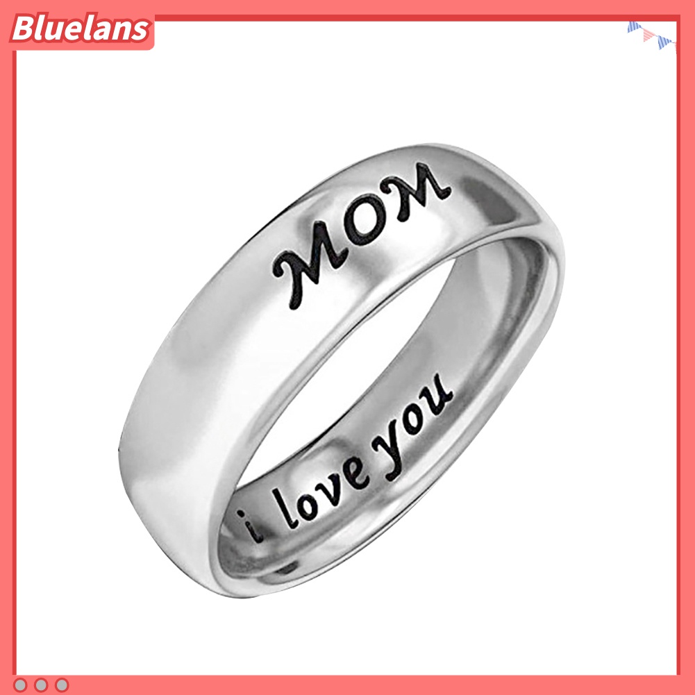 Cincin Jari Desain Ukiran Tulisan I Love You Untuk Hadiah Hari Ibu