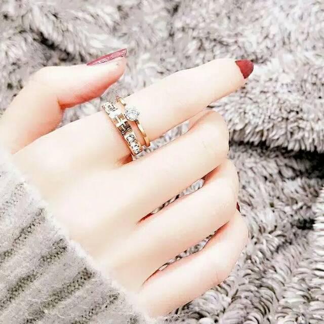 GG Cincin Rose Gold Swaroski Fashion Korea kekinian#CC-106