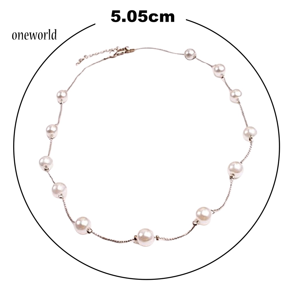 (ord) Kalung Rantai Clavicle Adjustable Bahan Alloy Dengan Mutiara Imitasi Untuk Wanita