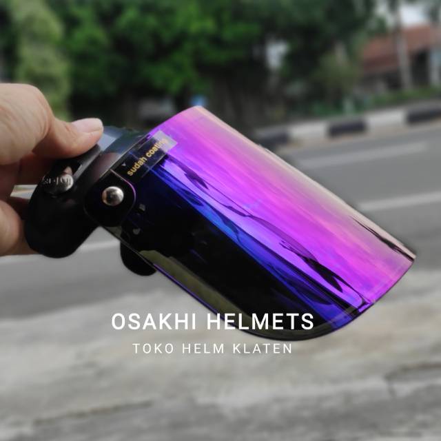 COD | Kaca Helm Bogo Iridium Pelangi Flat Datar Lurus Rainbow Injak sudah Coating Original