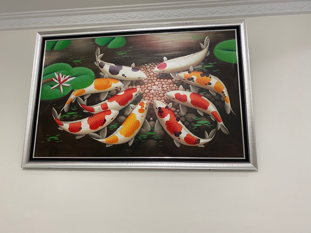 Lukisan Ikan Koi Fengshui 85 X 135 Cm