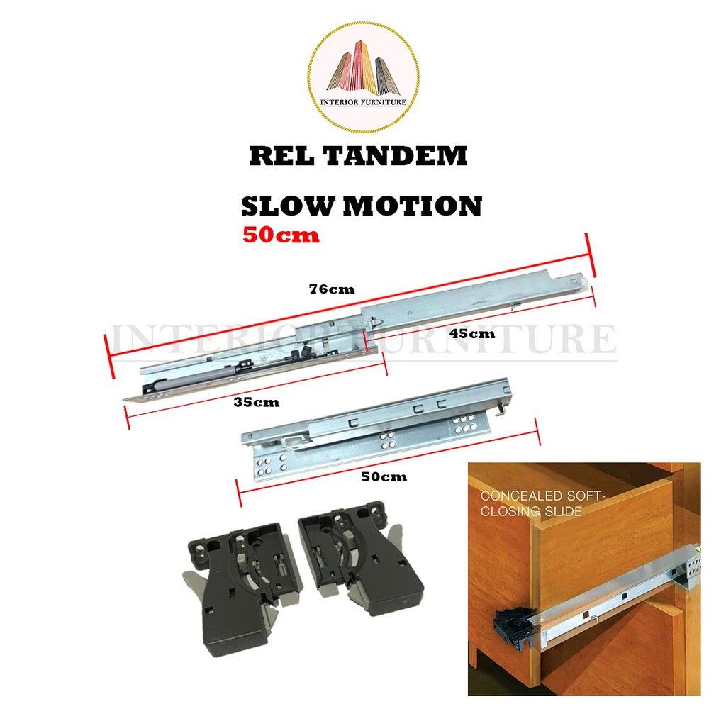 Rel Laci Tandem Slow Motion 25 cm 30 cm 35 cm 40 cm 45 cm 50 cm Double Extension (2x Tarik) Klip-On