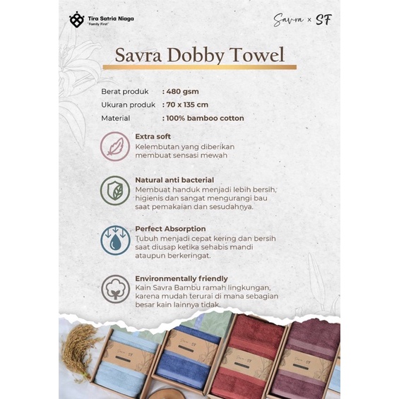 Handuk Savra / Savra Moroca dan Dobby Towel Anti Bakteri Handuk Sehat