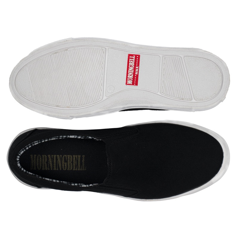 MORNINGBELL - SEPATU PRIA MURAH BERKUALITAS SLIP ON MOJO  BLACK WHITE