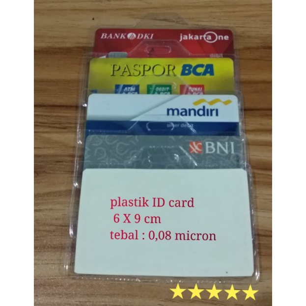 

plastik ID card / plastik gantungan kartu peserta.ukuran 6 X 9cm 1pak ( isi 100pcs )
