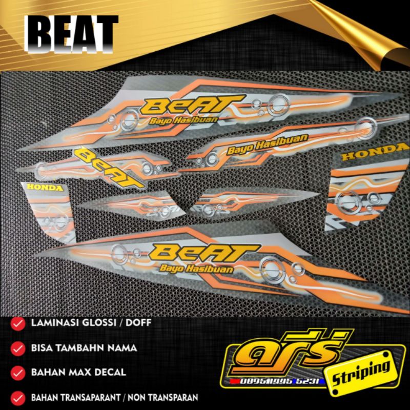 Striping Beat Karbu Transparan Hologram font Gold simple