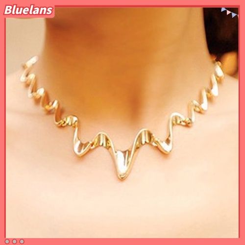 Bluelans Kalung Choker Rantai Gelombang Gaya Korea Untuk Wanita