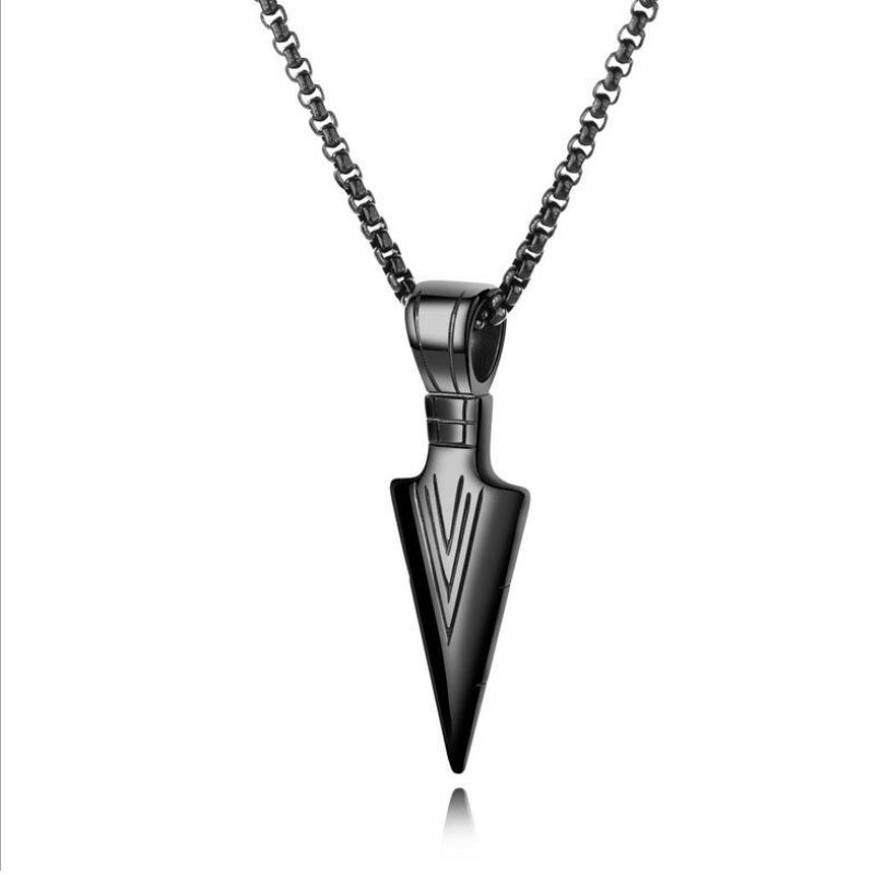 Kalung Rantai Titanium Steel 2022 Liontin Hati + Anak Panah Gaya Hip Hop Untuk Pria / Wanita