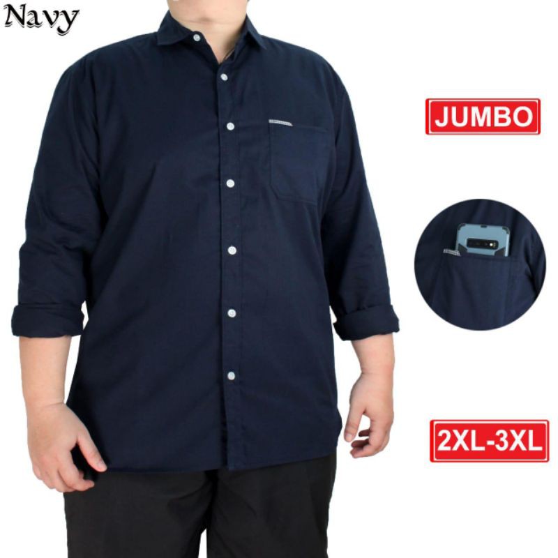 #007 Kemeja Jumbo Lengan Panjang Bahan Baby Twill Premium Merk Ilefen Tuelef