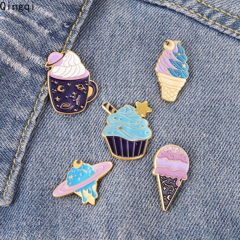 Bros Pin Enamel Bentuk Planet / Es Krim / Dessert Untuk Aksesoris Tas / Pakaian Anak