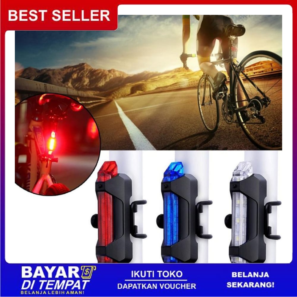 Lampu Belakang Sepeda LED Tail Light Rechargeable Micro USB FF