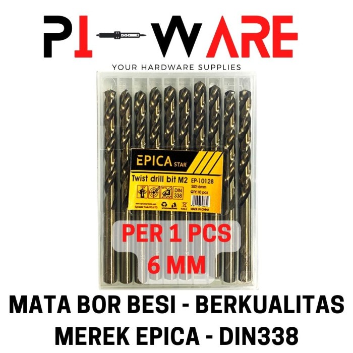 EPICA STAR Mata Bor Besi HSS Ukuran 6mm 6 mm Drill Bit Bahan Bagus