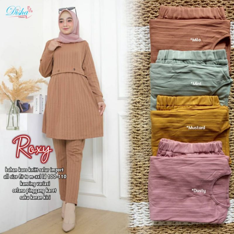 Roxy Set By Disha Setelan Atasan Tunik Pants Kaos Set Tunik Dewasa Polos