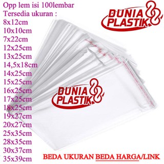 Isi 100lembar kantong plastik OPP LEM bening undangan seal perekat souvenir kemasan baju baru