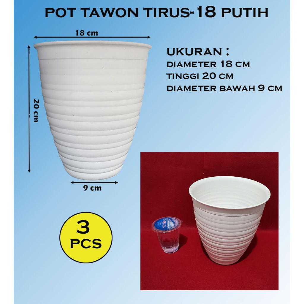 Pot Tawon Tirus-18 Putih isi 3 pcs