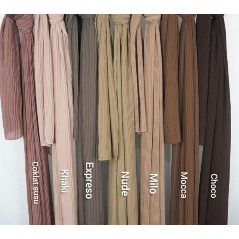 (GRAB INSTAN) HIJAB PASHMINA CERUTY 200x75 JILBAB PASHMINA CERUTY BABYDOLL PREMIUM TEPI JAHIT-Espresso