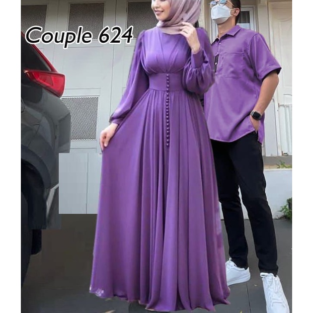 COUPLE624#Gamis+Kemeja/Fashion Couple/Couple Lebaran