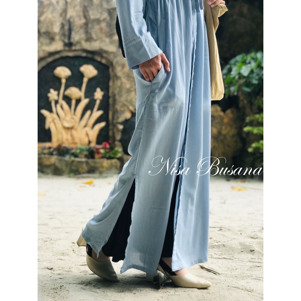 Gamis Wanita Midi Zyaa Dress Full Kancing Dress Katun Premium