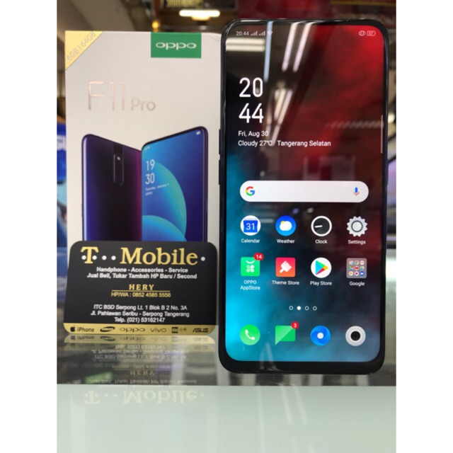 OPPO F11 PRO 6GB 64GB Thunder Black, Helio P70, Second Fullset Original, Garansi Resmi OPPO