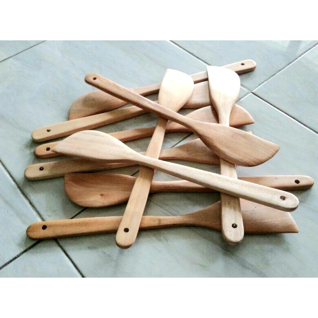 KY11 SUTIL OVAL / Sendok / Spatula Kayu Mahoni Sodet PANJANG 35 CM Langsung Dari Pengrajin