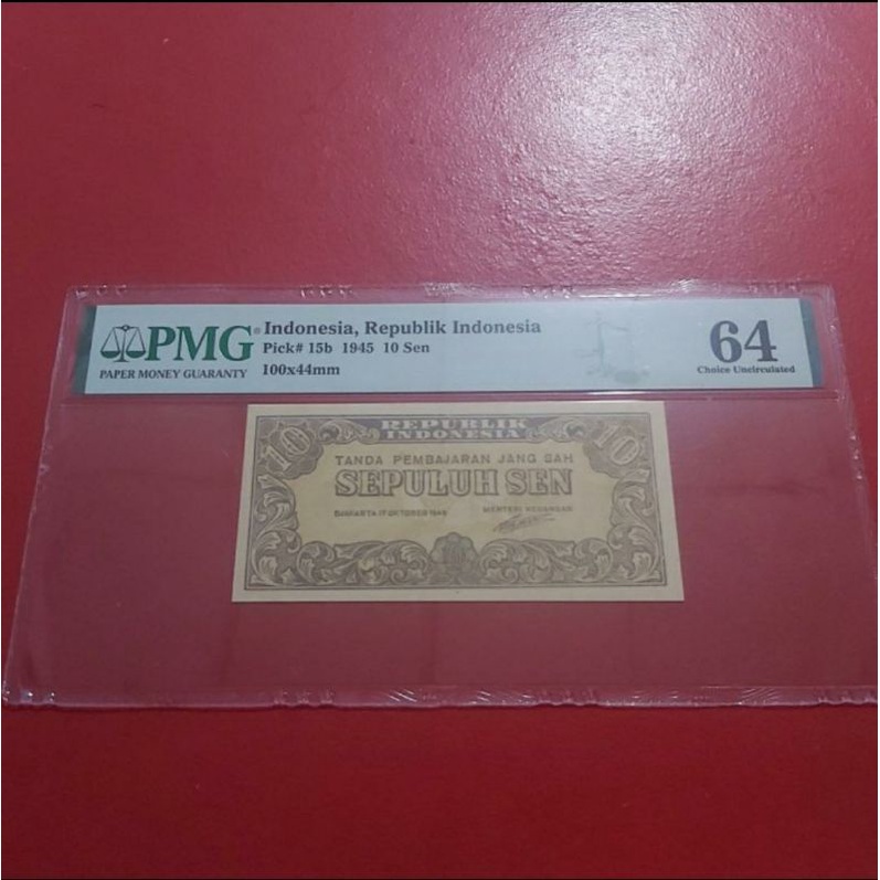 Uang Kertas Kuno 10 Sen Tahun 1945 PMG 64