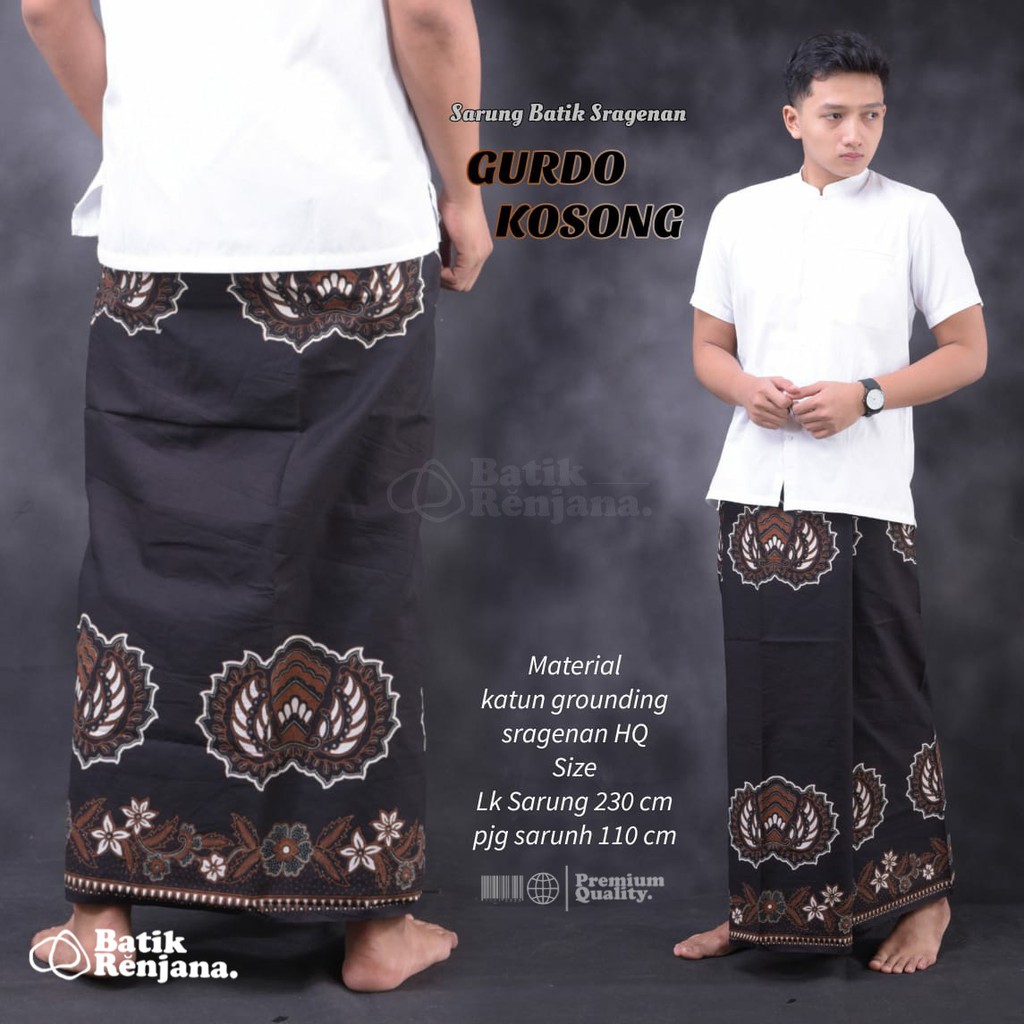 GURDO KOSONG Sarung Batik Pria Cowok Dewasa Premium Motif Batik Lebaran Asli Solo ALL Size RENJANA