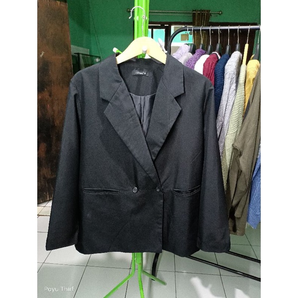 THRIFT BLAZER HITAM JUMBO BIGSIZE OVERSIZE