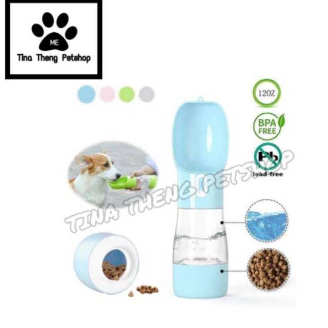 Botol Minum Makan Anjing Kucing 2 in 1 Lock System