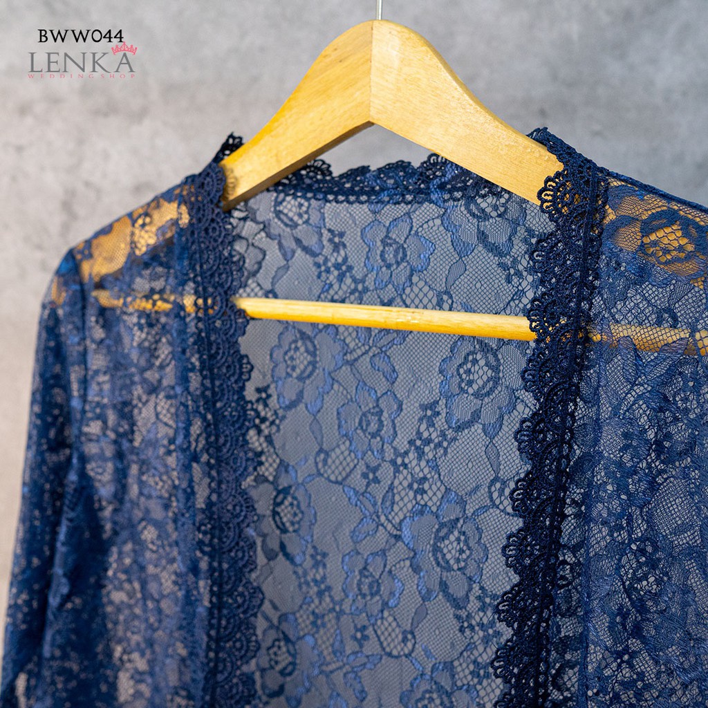 [READY STOCK] AKSESORIS PENGANTIN OUTWEAR BOLERO PESTA RENDA LACE NAVY BWW044