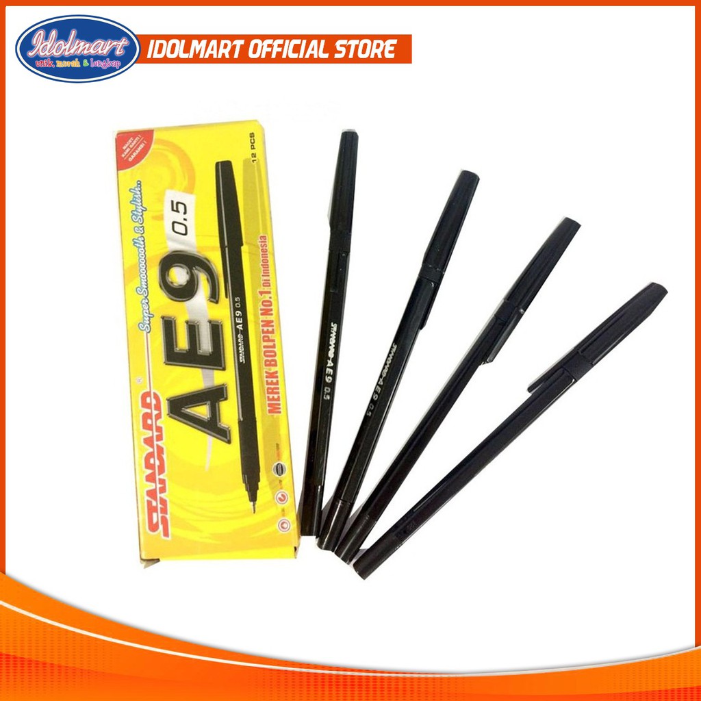 IDOLAKU Pulpen Standard AE9 /pack - Hitam