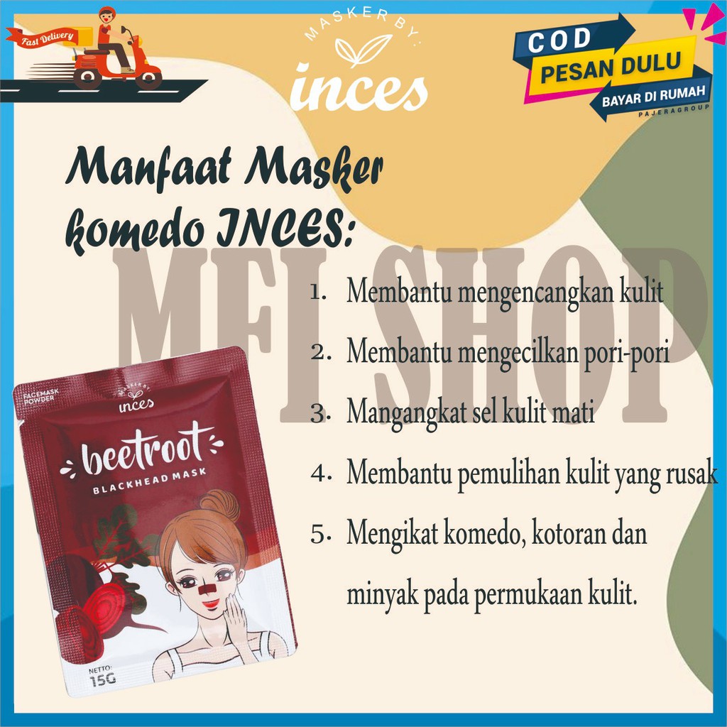 MASKER KOMEDO BY INCES 15 GRAM PERAWATAN WAJAH KECANTIKAN MASKER GELATIN SAPI HALAL