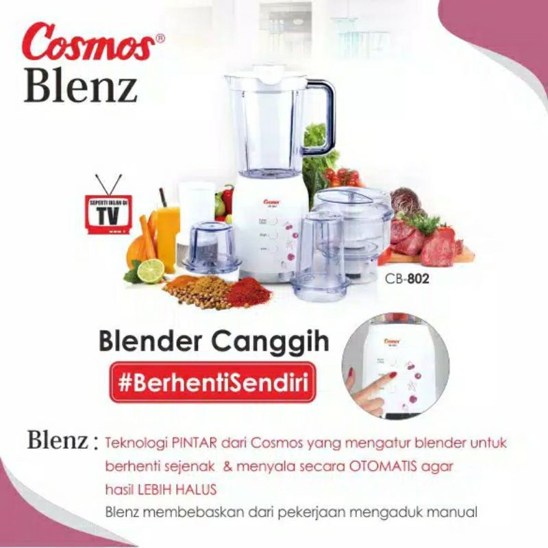 Cosmos Blenz Blender Chopper Plastik 1,2 Liter  4in1 CB 802 - CB802 1,2L Original