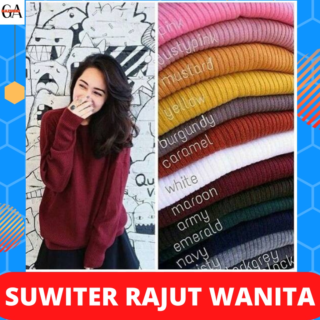 Baju Pakaian Suwiter Sweter Rajut Hangat Wanita Terbaru Import Korea Premium Kekinian