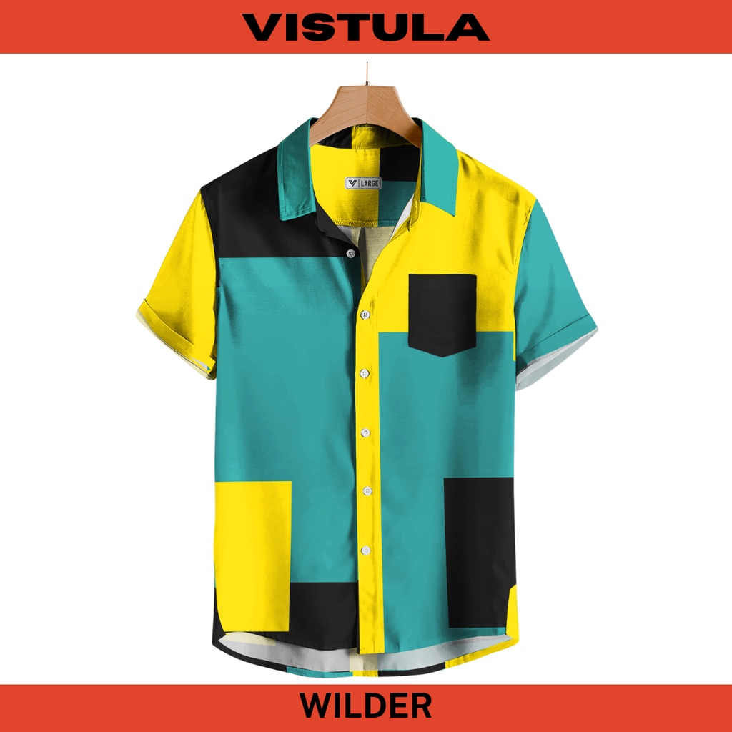 Kemeja Pantai Lengan Pendek Pria Color Block Series - WILDER