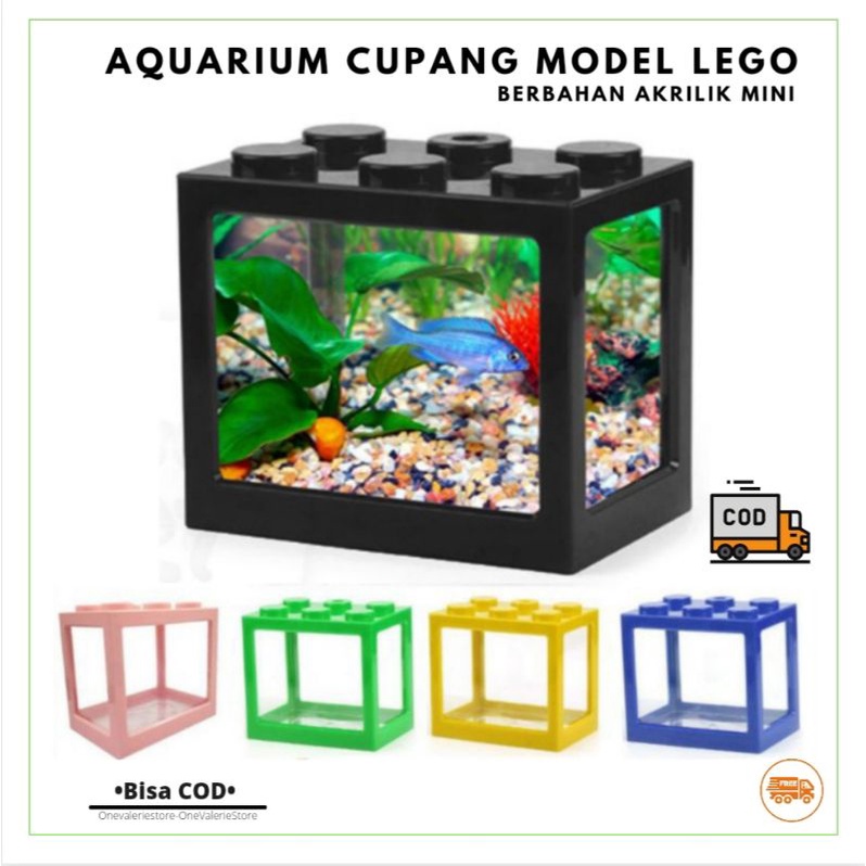 AKUARIUM IKAN CUPANG DENGAN LAMPU AKRILIK AQUARIUM MINI ACRYLIC IKAN CUPANG