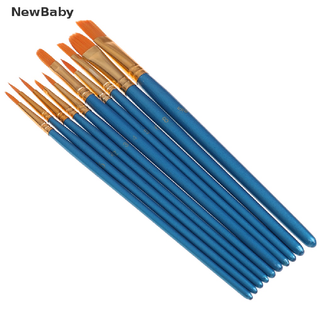 Newbaby 10Pcs Kuas Cat Air Bahan Nilon Untuk Melukis