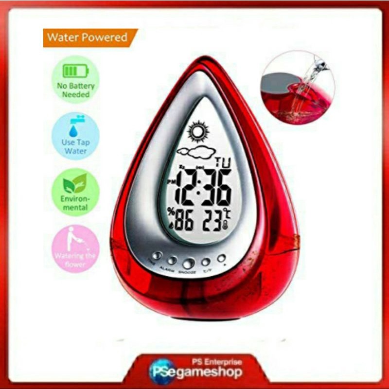 Water Powered Thermometer Clock (M5)Red