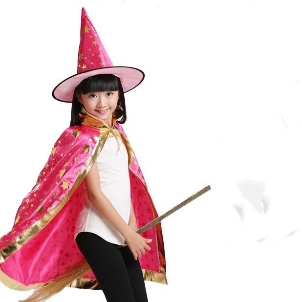 Kostum Halloween Jubah Emas Topi Witch Costume Penyihir Wizard Cosplay