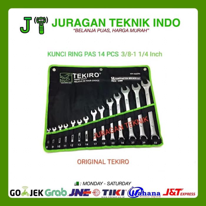 TEKIRO Kunci Ring Pas Set 14 pcs 3/8 - 1 1/4 inch original